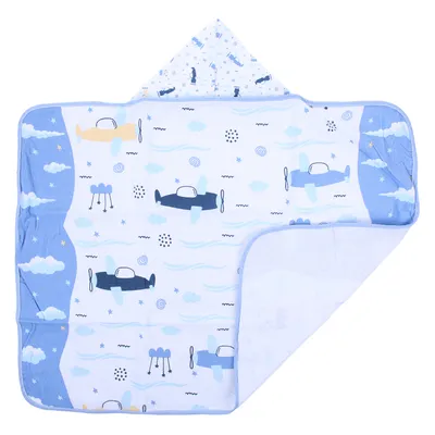 Toalha Com Capuz Baby Nice Felpa Forro Estampa Avião