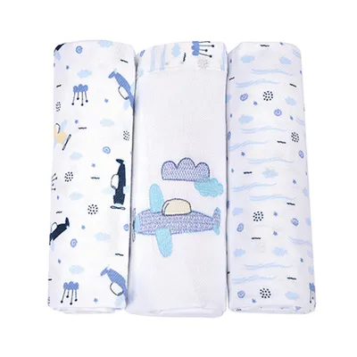 Kit Cueiro Baby Nice Rolinho Bordado Avião - 3 Peças