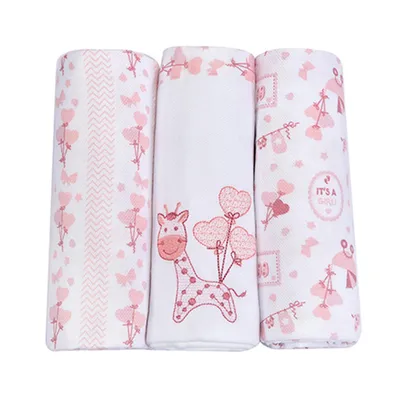 Kit Cueiro Baby Nice Rolinho Bordado Girafa - 3 Peças Kit Cueiro Baby Nice Rolinho Bordado Girafa - 3 Peças