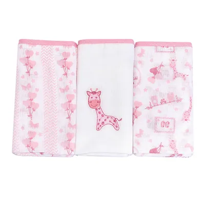 Kit Fralda Baby Nice Com Bainha Girafa - 3 Peças