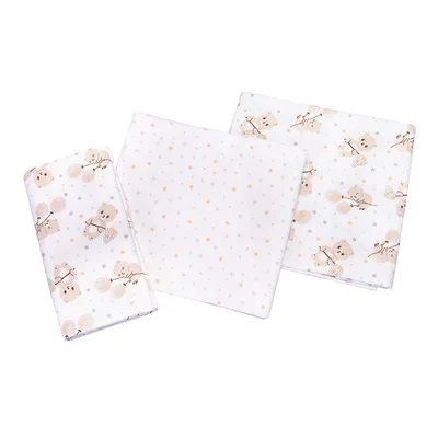 Kit Cueiro Baby Nice Algodão Estampa Urso - 3 Peças