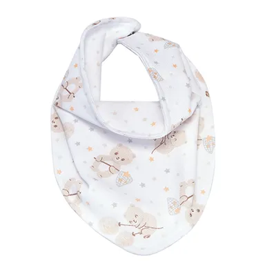 Babador Bandana Baby Nice Com Botão Estampa Urso