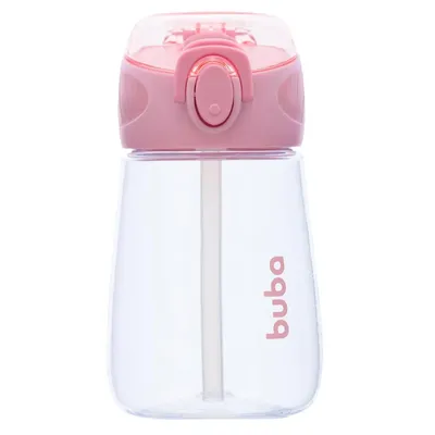 Garrafa Buba Com Canudo E Tampa Flip Rosa 300 ml Garrafa Buba Com Canudo E Tampa Flip Rosa 300 ml