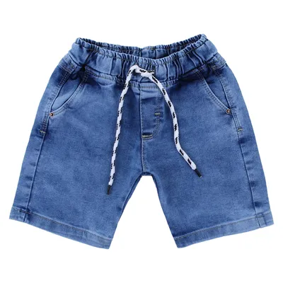 Bermuda Jeans Infantil Articolare Lycra Detalhe Cordão Bermuda Jeans Infantil Articolare Lycra Detalhe Cordão