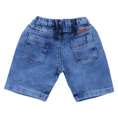 Bermuda Jeans Infantil Articolare Lycra Detalhe Cordão Bermuda Jeans Infantil Articolare Lycra Detalhe Cordão