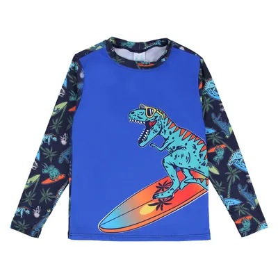 Camiseta Longa Infantil Everly Praia Dinossauro UV 50+