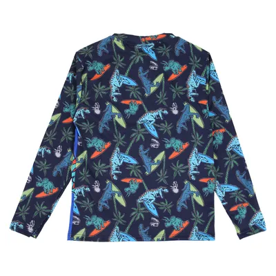 Camiseta Longa Infantil Everly Praia Dinossauro UV 50+