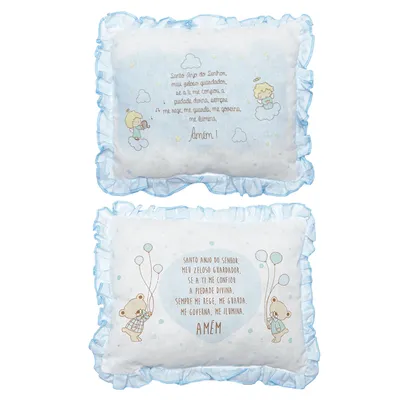 Travesseiro Bebê Papi Estampa Oração Com Babado