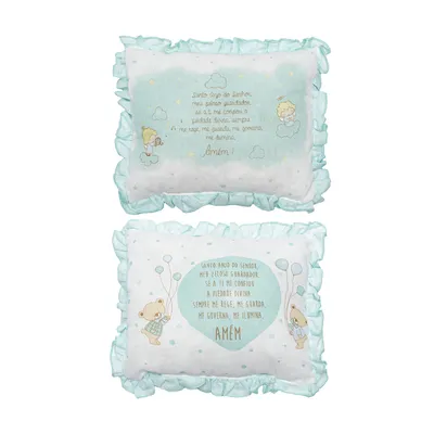 Travesseiro Bebê Papi Estampa Oração Com Babado
