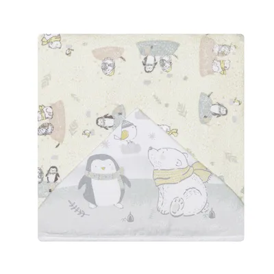 Toalha Com Capuz Papi Felpuda Com Forro Estampa Urso Polar