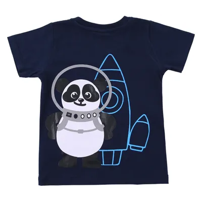 Camiseta Infantil Kookabu Meia Malha Panda Astronauta