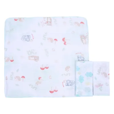 Kit Pano De Boca Papi Estampa Floresta - 3 Peças