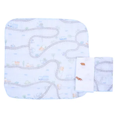 Kit Pano De Boca Papi Estampa Carros - 3 Peças