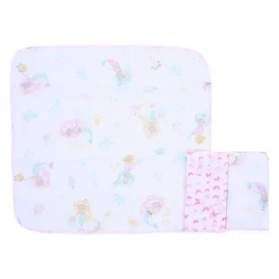 Kit Pano De Boca Papi Estampa Sereia - 3 Peças