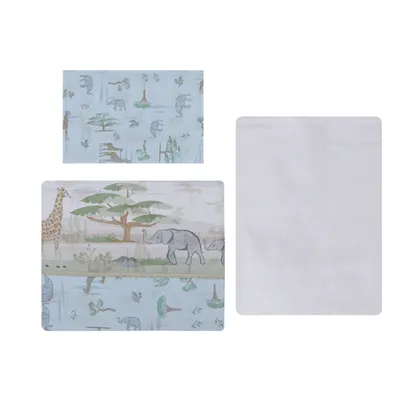 Jogo Lençol Berço Americano Papi Estampa Safari - 3 Peças Jogo Lençol Berço Americano Papi Estampa Safari - 3 Peças