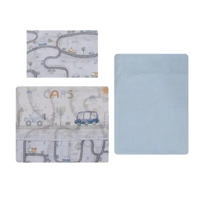 Jogo Lençol Berço Americano Papi Estampa Carros - 3 Peças Jogo Lençol Berço Americano Papi Estampa Carros - 3 Peças