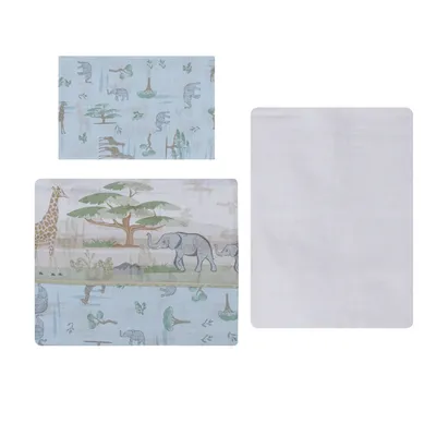 Jogo Lençol Berço Americano Papi Estampa Safari - 3 Peças Jogo Lençol Berço Americano Papi Estampa Safari - 3 Peças