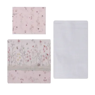 Jogo Lençol Berço Americano Papi Estampa Flores - 3 Peças Jogo Lençol Berço Americano Papi Estampa Flores - 3 Peças