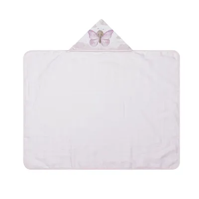 Toalha Com Capuz Papi Felpuda Forrada Estampa Borboleta