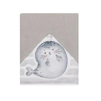 Toalha Com Capuz Papi Felpuda Forrada Estampa Foca