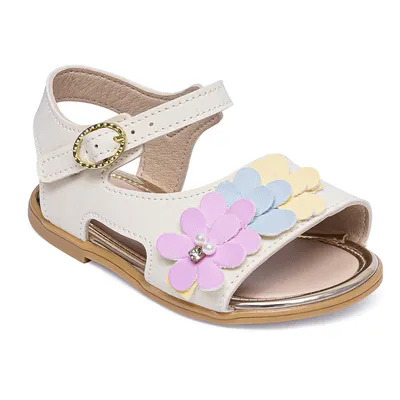 Sandália Bebê Pimpolho Aplique Flores E Strass Fivela Fase 2