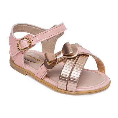 Sandália Bebê Pimpolho Tiras Com Laço Fivela Fase 2