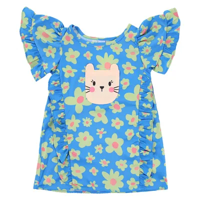 Vestido Infantil Kookabu Twill Bliss Bolso Estampa Gatinho Vestido Infantil Kookabu Twill Bliss Bolso Estampa Gatinho