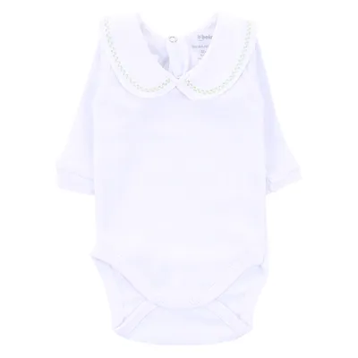 Body Manga Longa Bebê Beka Gola Bordada Linha Ondulada