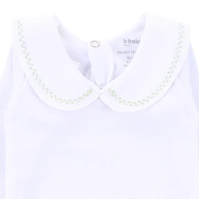 Body Manga Longa Bebê Beka Gola Bordada Linha Ondulada