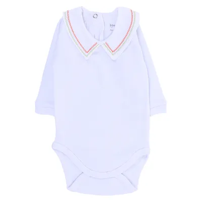 Body Manga Longa Bebê Beka Gola Bordada Linhas Zig Zag