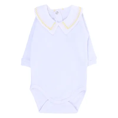 Body Manga Longa Bebê Beka Gola Bordada Linhas Onduladas