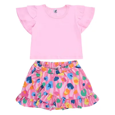 Conjunto Infantil Kookabu Blusa Meia Malha Manga Babado Conjunto Infantil Kookabu Blusa Meia Malha Manga Babado