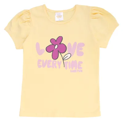 Pijama Curto Infantil Have Fun Meia Malha Estampa Flor