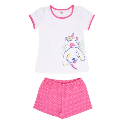 Pijama Curto Infantil Have Fun Meia Malha Estampa Dog Cat