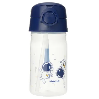 Copo Pimpolho Com Canudo Silicone E Alça Astronauta 370ml
