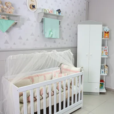 Kit Berço Art Bebê Luxo Botão Tamanho Americano - 6 Peças Kit Berço Art Bebê Luxo Botão Tamanho Americano - 6 Peças