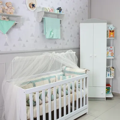 Kit Berço Art Bebê Luxo Botão Tamanho Americano - 6 Peças Kit Berço Art Bebê Luxo Botão Tamanho Americano - 6 Peças