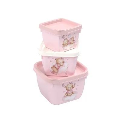 Kit Potes Plasútil Conect Decorado Ursinho - 3 Peças Kit Potes Plasútil Conect Decorado Ursinho - 3 Peças