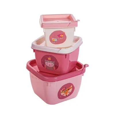 Kit Potes Plasútil Conect Decorado Bichinhos Rosa 3 Peças Kit Potes Plasútil Conect Decorado Bichinhos Rosa 3 Peças