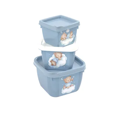 Kit Potes Plasútil Conect Decorado Ursinho - 3 Peças Kit Potes Plasútil Conect Decorado Ursinho - 3 Peças