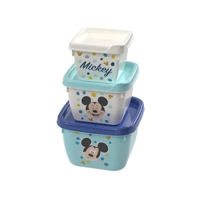 Kit Potes Plasútil Conect Decorado Mickey - 3 Peças Kit Potes Plasútil Conect Decorado Mickey - 3 Peças