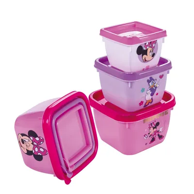 Kit Potes Plasútil Conect Decorado Minnie - 3 Peças Kit Potes Plasútil Conect Decorado Minnie - 3 Peças
