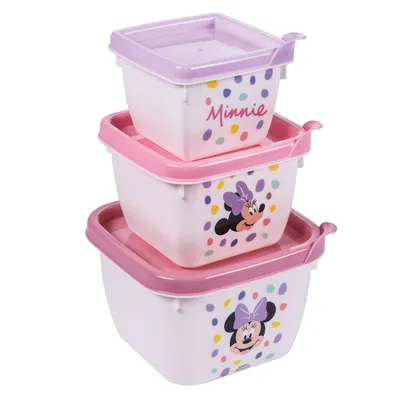 Kit Potes Plasútil Conect Decorado Minnie - 3 Peças Kit Potes Plasútil Conect Decorado Minnie - 3 Peças