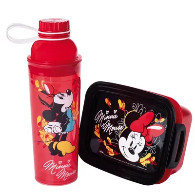 Kit Presente Plasútil Garrafa Marmita Minnie - 2 Peças Kit Presente Plasútil Garrafa Marmita Minnie - 2 Peças