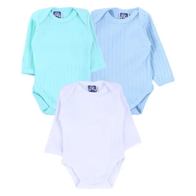 Kit Body Manga Longa Bebê Pop Cute Suedine Liso - 3 Peças