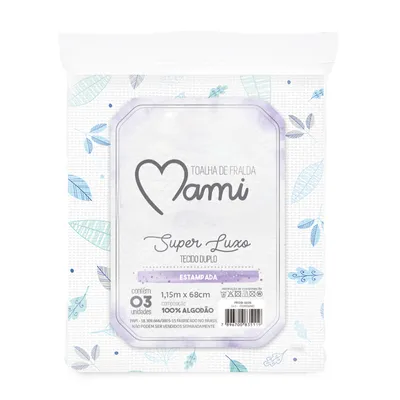 Kit Toalha De Fralda Mami Super Luxo Estampada - 3 Peças