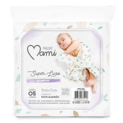 Kit Fralda Mami Super Luxo Tecido Duplo Estampada - 3 Peças