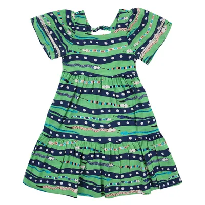 Vestido Infantil Kookabu Abertura Costas Estampa Cobrinha Vestido Infantil Kookabu Abertura Costas Estampa Cobrinha