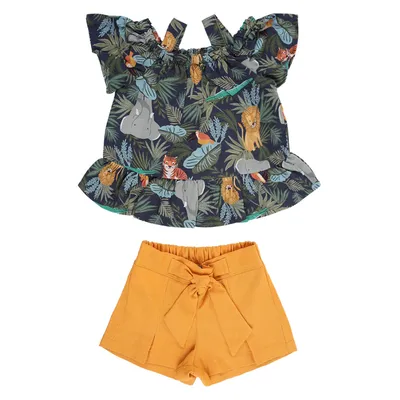 Conjunto Infantil Kookabu Com Recortes Estampa Selva