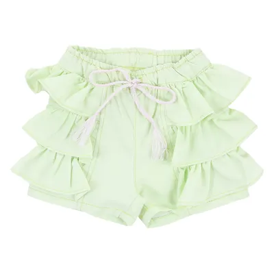 Short Sarja Infantil Clube Do Doce Babado Triplo Short Sarja Infantil Clube Do Doce Babado Triplo